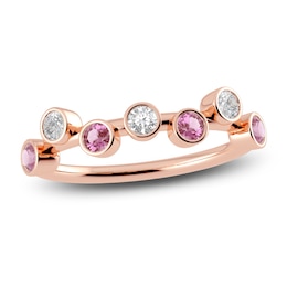 Juliette Maison Natural White Sapphire & Natural Pink Tourmaline Ring 10K Rose Gold