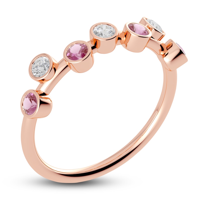 Juliette Maison Natural White Sapphire & Natural Pink Tourmaline Ring 10K Rose Gold