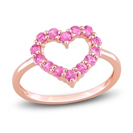 Natural Pink Sapphire Heart Ring 10K Rose Gold