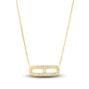 Thumbnail Image 1 of Diamond Paperclip Pendant Necklace 1/6 ct tw Round 14K Yellow Gold 18&quot;