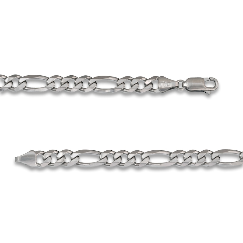 Main Image 2 of Solid Figaro Chain Necklace 14K White Gold 22&quot; 5.35mm