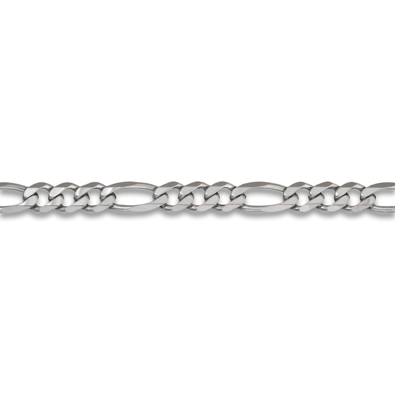 Solid Figaro Chain Necklace 14K White Gold 22" 5.35mm