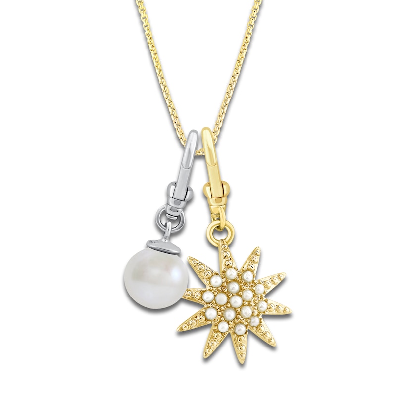 Charm'd by Lulu Frost Freshwater Cultured Pearl Star & Birthstone Charm 18" Box Chain Necklace Set 10K Two-Tone Gold