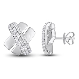 Y-Knot Diamond Stud Earrings 3/8 ct tw Round 14K White Gold