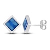 Thumbnail Image 1 of Men's Natural Blue Agate Stud Earrings Sterling Silver