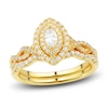 Thumbnail Image 1 of Diamond Double Halo Bridal Set 5/8 ct tw Marquise/Round 14K Yellow Gold