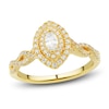 Thumbnail Image 2 of Diamond Double Halo Bridal Set 5/8 ct tw Marquise/Round 14K Yellow Gold