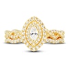 Thumbnail Image 3 of Diamond Double Halo Bridal Set 5/8 ct tw Marquise/Round 14K Yellow Gold