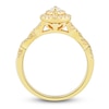 Thumbnail Image 6 of Diamond Double Halo Bridal Set 5/8 ct tw Marquise/Round 14K Yellow Gold