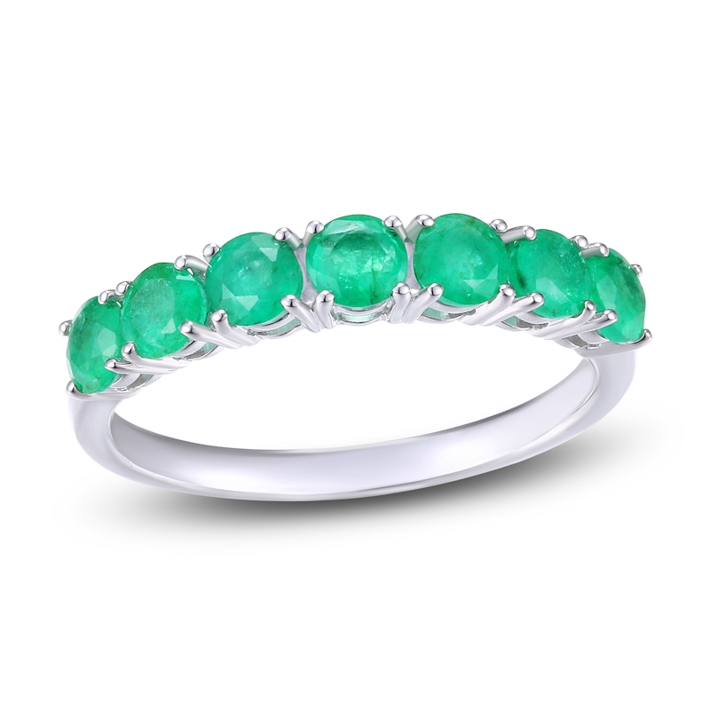 Main Image 1 of Natural Emerald Ring 14K White Gold