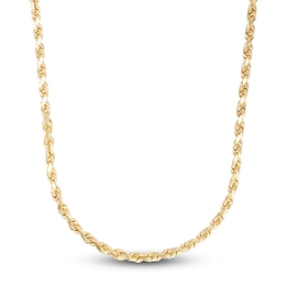 Men's Solid Diamond-Cut Rope Chain Necklace 14K Yellow Gold 24&quot; 5.4mm