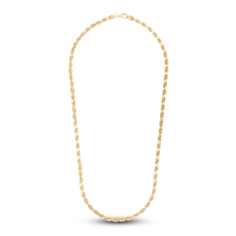 Men's Solid Diamond-Cut Rope Chain Necklace 14K Yellow Gold 24" 5.4mm