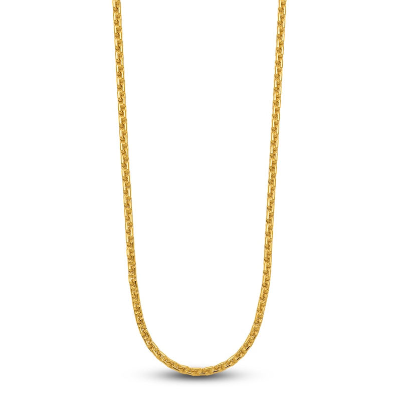 Main Image 1 of High-Polish Square Oval Chain Necklace 24K Yellow Gold 18&quot; 3.5mm