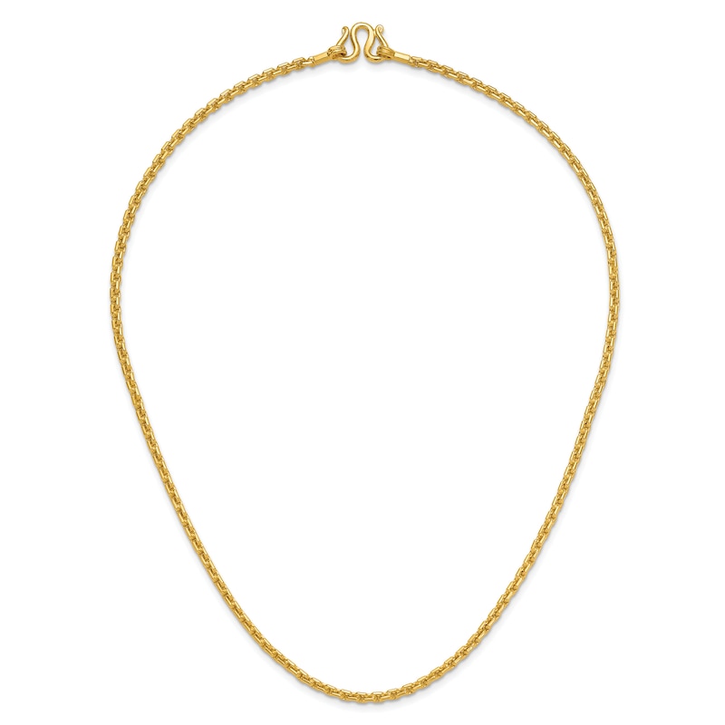 Main Image 2 of High-Polish Square Oval Chain Necklace 24K Yellow Gold 18&quot; 3.5mm