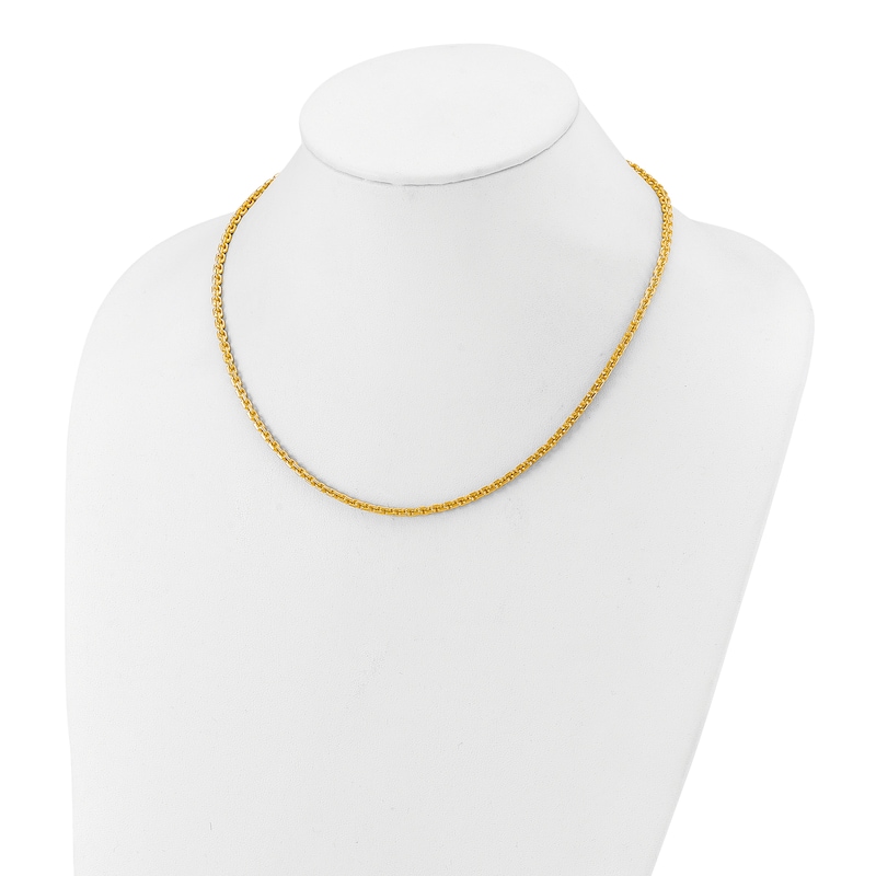 Main Image 3 of High-Polish Square Oval Chain Necklace 24K Yellow Gold 18&quot; 3.5mm