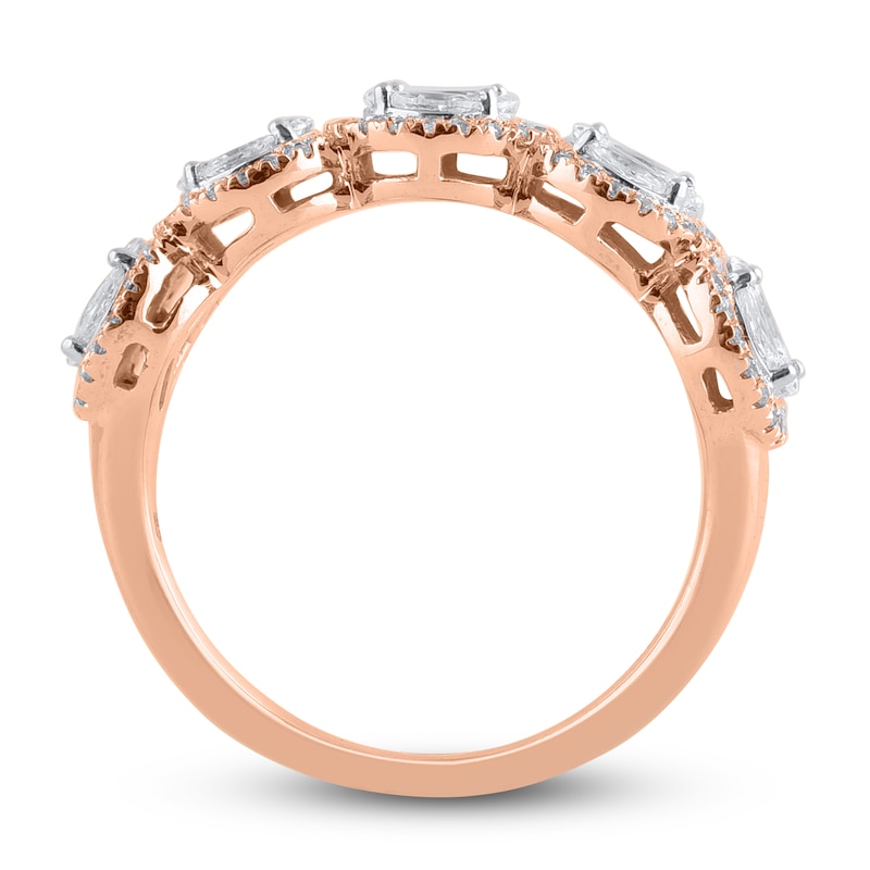 Main Image 2 of Round, Princess & Marquise-Cut Diamond Halo Anniversary Band 1 ct tw 14K Rose Gold