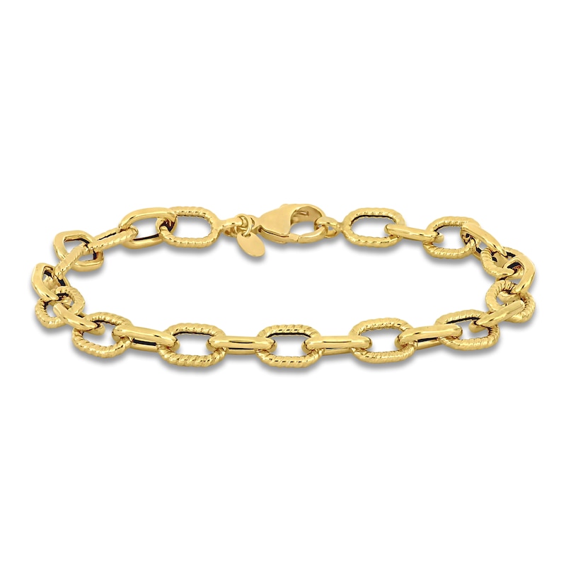 Textured Link Bracelet 14K Yellow Gold 8