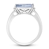 Thumbnail Image 3 of Baguette-Cut Natural Aquamarine & Diamond Ring 1/15 ct tw 14K White Gold