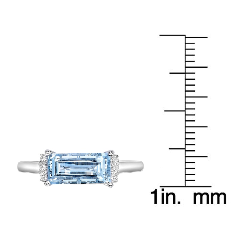 Baguette-Cut Natural Aquamarine & Diamond Ring 1/15 ct tw 14K White Gold