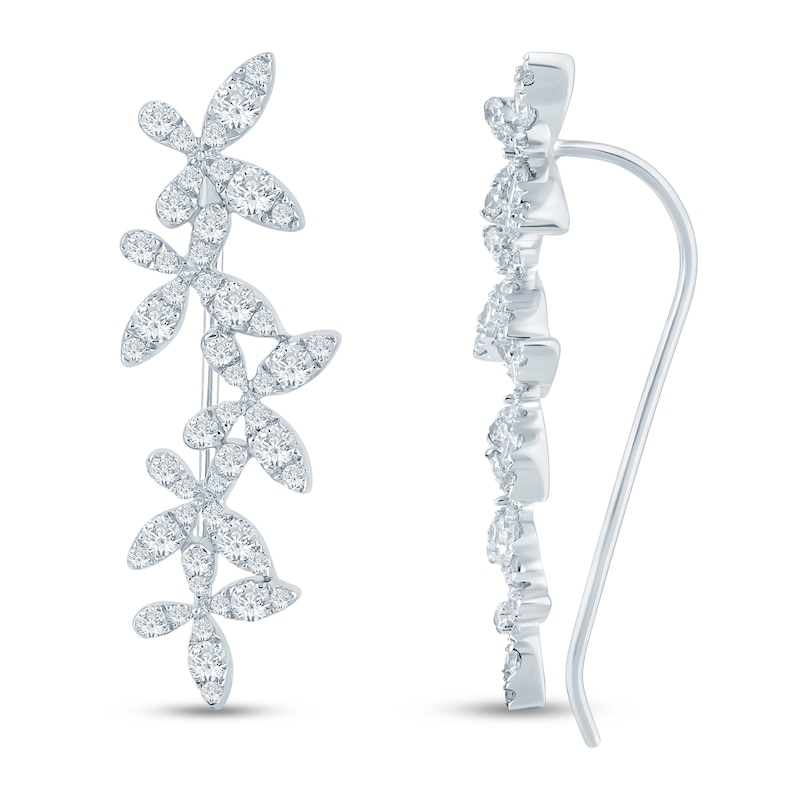 Main Image 1 of Pnina Tornai Diamond Climber Earrings 1 ct tw Round 14K White Gold