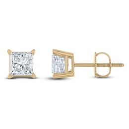 Certified Princess-Cut Diamond Solitaire Stud Earrings 3/4 ct tw 14K Yellow Gold (I/I1)