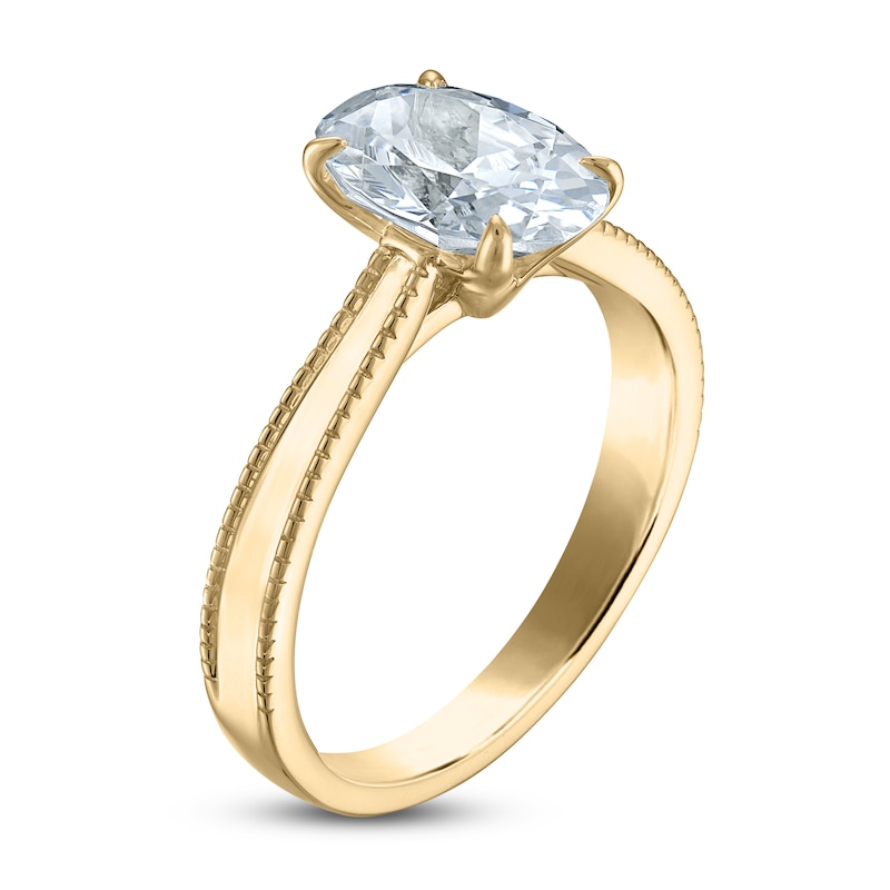 Lab-Created Oval Diamond Solitaire Engagement Ring 2 ct tw 18K Yellow Gold (F/SI2)