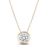 Thumbnail Image 1 of Certified Round-Cut Diamond Bezel-Set Solitaire Necklace 2 ct tw 14K Yellow Gold 18&quot; (I1/I)