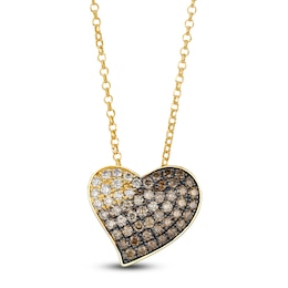 Le Vian Chocolate Ombré Heart Necklace 1 ct tw 14K Honey Gold 19&quot;