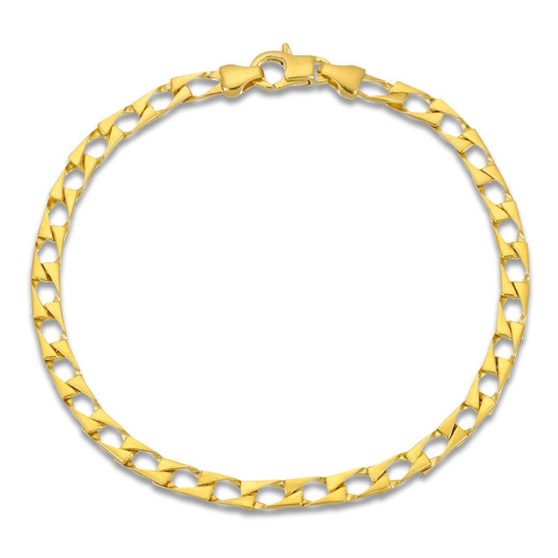 Main Image 1 of Solid Square Link Curb Chain Bracelet 4mm 14K Yellow Gold 8.5&quot;