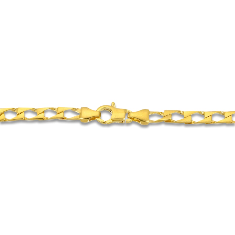 Main Image 2 of Solid Square Link Curb Chain Bracelet 4mm 14K Yellow Gold 8.5&quot;