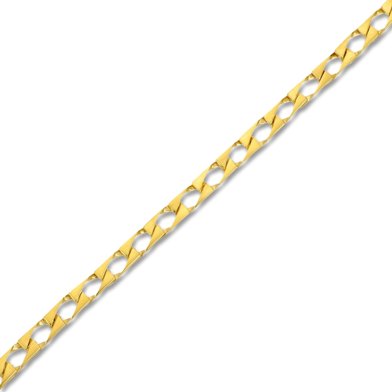 Main Image 3 of Solid Square Link Curb Chain Bracelet 4mm 14K Yellow Gold 8.5&quot;