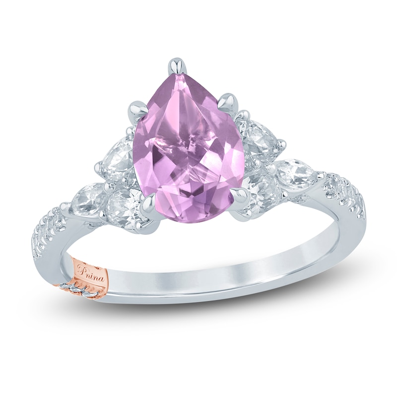 Main Image 1 of Pnina Tornai Pear-Shaped Natural Light Amethyst & Diamond Engagement Ring 3/4 ct tw 14K White Gold