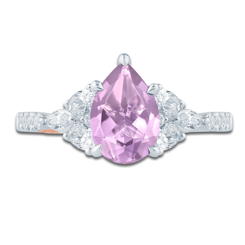 Main Image 3 of Pnina Tornai Pear-Shaped Natural Light Amethyst & Diamond Engagement Ring 3/4 ct tw 14K White Gold