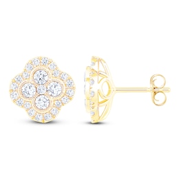 Diamond Clover Stud Earrings 1 ct tw 10K Yellow Gold