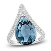 Thumbnail Image 1 of Pear-Shaped Natural London Blue Topaz & Diamond Chevron Cocktail Ring 1/2 ct tw 14K White Gold