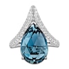 Thumbnail Image 3 of Pear-Shaped Natural London Blue Topaz & Diamond Chevron Cocktail Ring 1/2 ct tw 14K White Gold