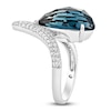 Thumbnail Image 4 of Pear-Shaped Natural London Blue Topaz & Diamond Chevron Cocktail Ring 1/2 ct tw 14K White Gold