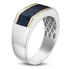 Thumbnail Image 2 of Forged by Jared Men's Angled Ring Sterling Silver, Blue Ion-Plated Damascus Steel & 18K Yellow Gold