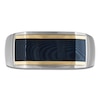 Thumbnail Image 3 of Forged by Jared Men's Angled Ring Sterling Silver, Blue Ion-Plated Damascus Steel & 18K Yellow Gold