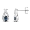 Thumbnail Image 1 of Montana Blue Oval-Cut Natural Sapphire & Diamond Earrings 1/6 ct tw 14K White Gold