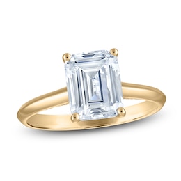 Emerald-Cut Lab-Created Diamond Solitaire Plus Engagement Ring 2-1/2 ct tw 18K Yellow Gold (VS2/F)