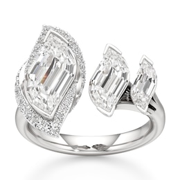 J'Lure Leaf Step-Cut Lab-Created Diamond Engagement Ring 3-3/4 ct tw 18K White Gold