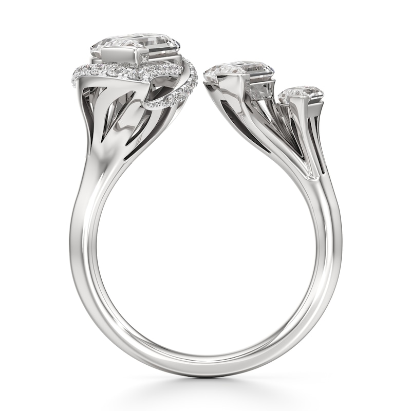 Main Image 2 of J'Lure Leaf Step-Cut Lab-Created Diamond Engagement Ring 3-3/4 ct tw 18K White Gold