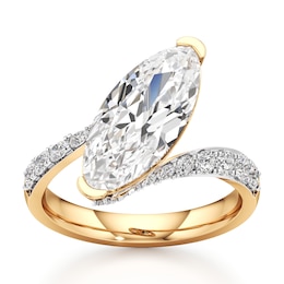 J'Lure Moval Old-Cut Lab-Created Diamond Bypass Engagement Ring 3-5/8 ct tw 18K Yellow Gold