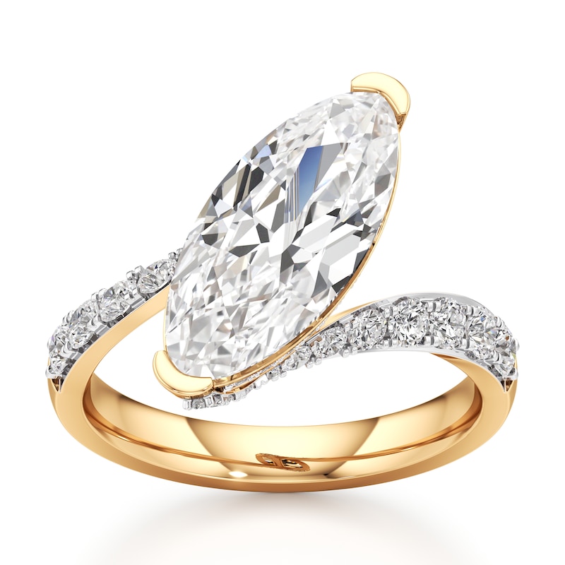 Main Image 1 of J'Lure Moval Old-Cut Lab-Created Diamond Bypass Engagement Ring 3-5/8 ct tw 18K Yellow Gold