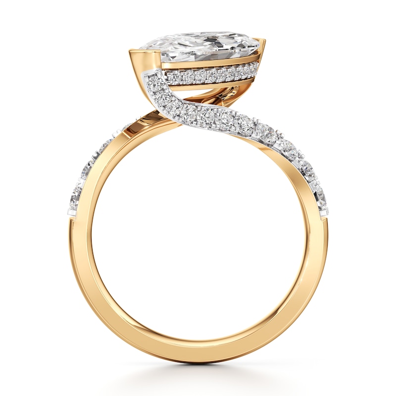 Main Image 2 of J'Lure Moval Old-Cut Lab-Created Diamond Bypass Engagement Ring 3-5/8 ct tw 18K Yellow Gold