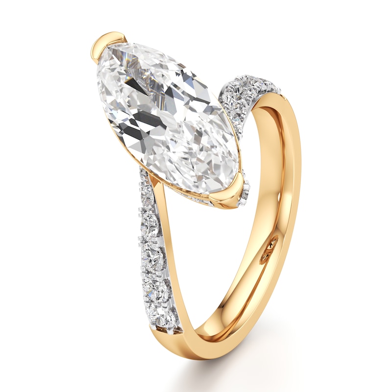 Main Image 4 of J'Lure Moval Old-Cut Lab-Created Diamond Bypass Engagement Ring 3-5/8 ct tw 18K Yellow Gold