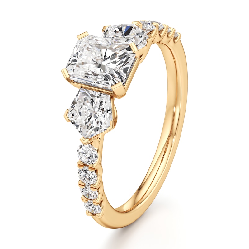 Main Image 4 of J'Lure Radiant Brilliant-Cut Lab-Created Diamond Engagement Ring 2 ct tw 18K Yellow Gold