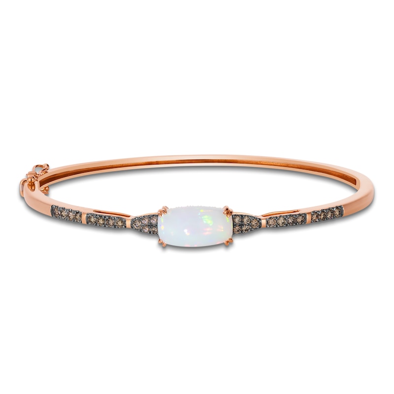 Main Image 1 of Le Vian Silhouette Cushion-Cut Natural Opal Bangle Bracelet 1/2 ct tw Diamonds 14K Strawberry Gold