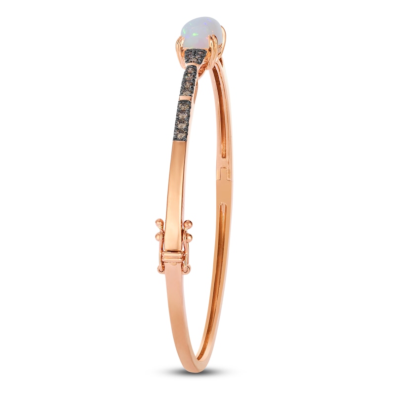 Main Image 3 of Le Vian Silhouette Cushion-Cut Natural Opal Bangle Bracelet 1/2 ct tw Diamonds 14K Strawberry Gold